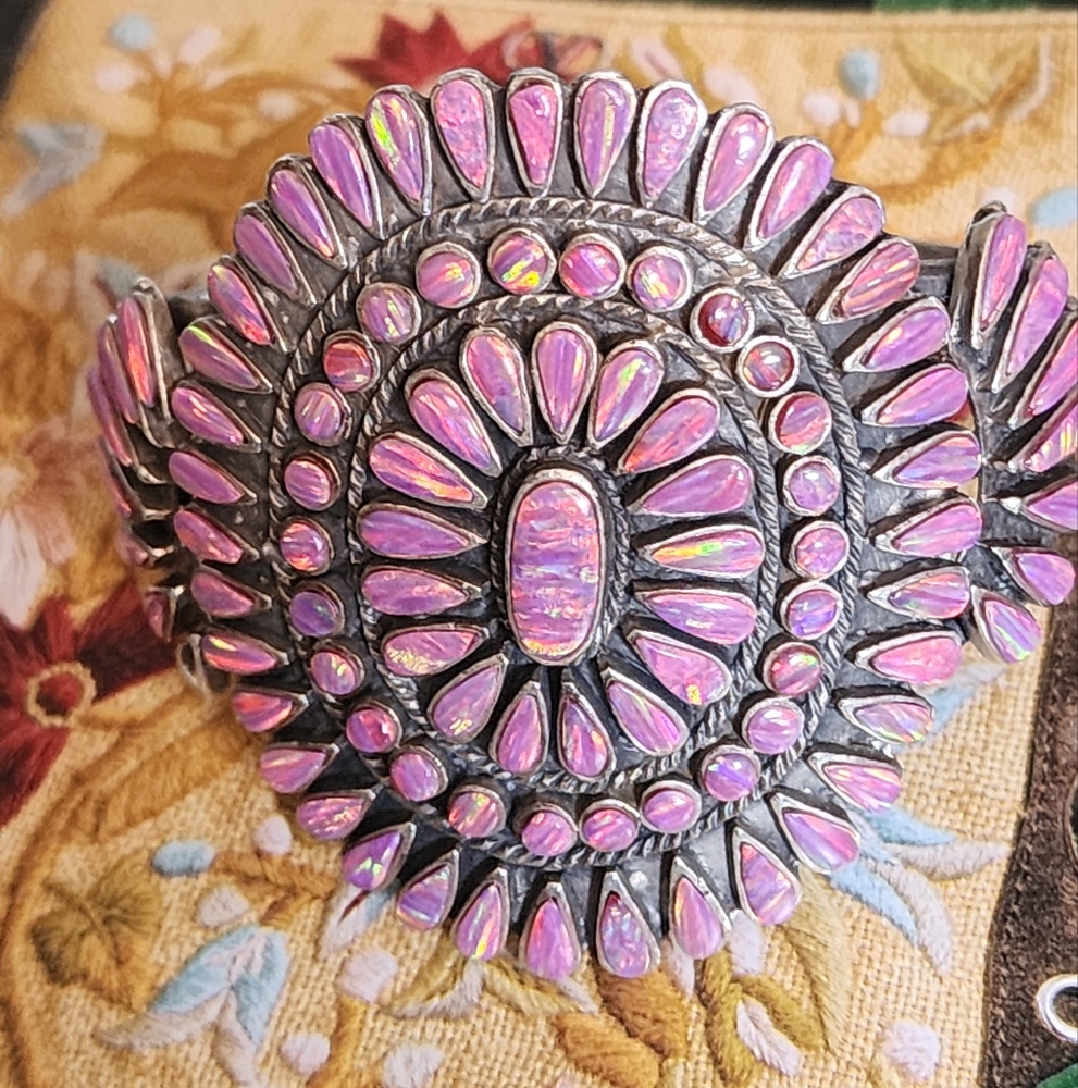 Stunning Pink OPAL CUFF Women's SS Bracelet